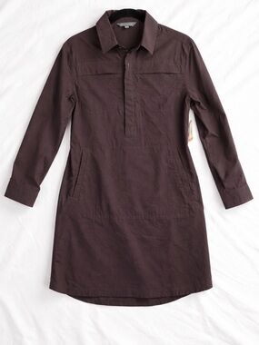 Title Nine Wren Shirt Dress Brown Travel Lightweight Pockets Casual Medium NWT